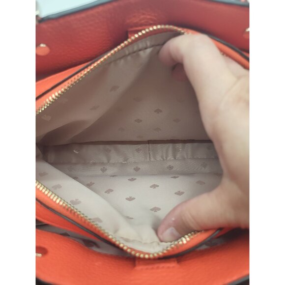 KATE SPADE LEILA Medium Triple Compartment Satchel Purse Handbag Orange - Picture 8 of 12